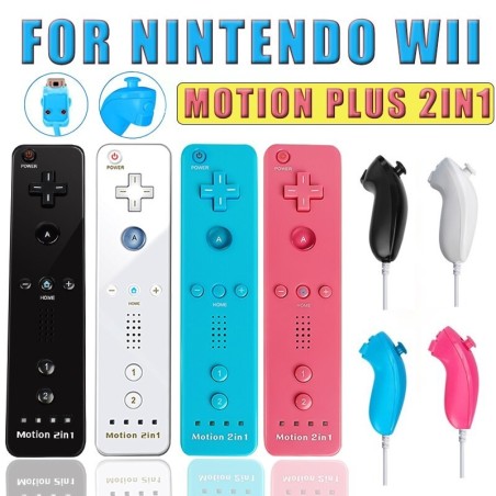 2 i 1 trådløs fjernbetjening - motion plus / Nunchuck - til Nintendo Wii / Wii U Joystick
