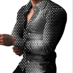 Camicia elegante a maniche lunghe - stampa geometrica