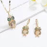 Conjunto joia dourado - com corujas de cristal - colar/brincos