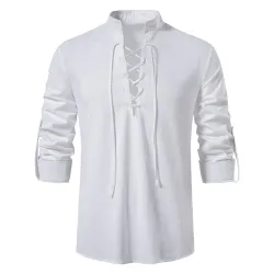 Chemise classique à manches longues - encolure à nouer