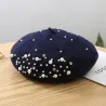 Knitted wool beret - with pearls / crystalsHats & Caps