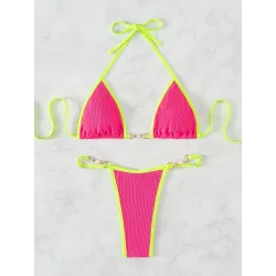 Baño y ropaConjunto de bikini sexy - con adornos de metal