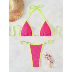 Baño y ropaConjunto de bikini sexy - con adornos de metal