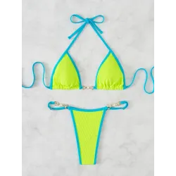 Baño y ropaConjunto de bikini sexy - con adornos de metal