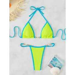 Baño y ropaConjunto de bikini sexy - con adornos de metal