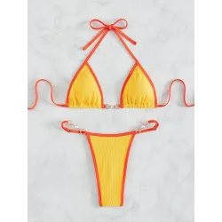 Baño y ropaConjunto de bikini sexy - con adornos de metal
