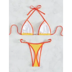 Baño y ropaConjunto de bikini sexy - con adornos de metal