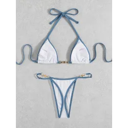 Baño y ropaConjunto de bikini sexy - con adornos de metal