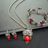 Conjuntos de joyasConjunto de joyas de plata - con búhos - collar / pendientes / pulsera