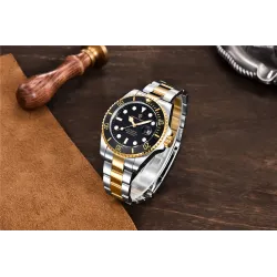 Pagani Design - automatyczny zegarek ze stali nierdzewnej - wodoodporny - złoty / czarnyZegarki