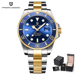 Pagani Design - automatisk klocka i rostfritt stål - vattentät - guld / blå
