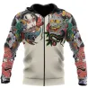 Culture japonaise - tatouage masque imprimé - sweat à capuche avec fermeture éclair