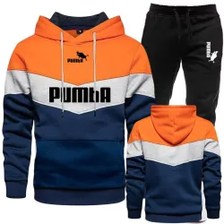 Kolorowa bluza w paski / czarne spodnie - dres - kompletSpodni