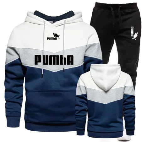 Kleurrijk gestreepte hoodie / zwarte broek - trainingspak - setBroeken