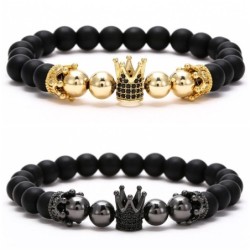 Zwarte kralenarmband - decoratieve kroon / bolletjesArmbanden