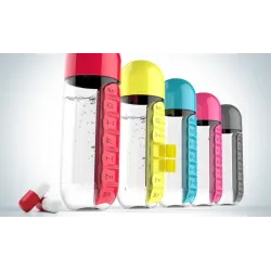 Daglig pilleorganisator - boks - vannflaske - lekkasjesikker - 600ml