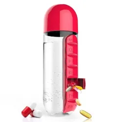 Daily pill organizer - box - vattenflaska - läckagesäker - 600ml