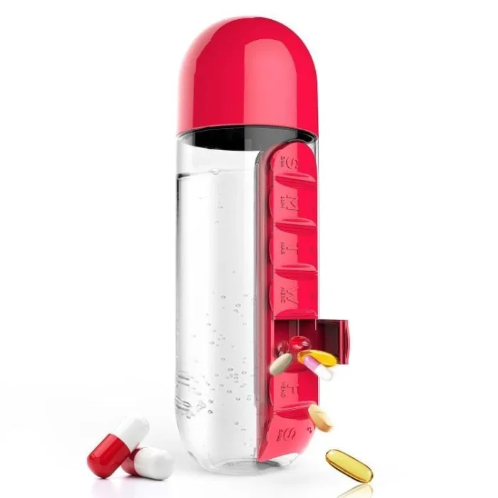 Daily pill organizer - box - vattenflaska - läckagesäker - 600ml