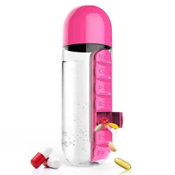 Täglicher Pillen-Organizer – Box – Wasserflasche – auslaufsicher – 600 ml
