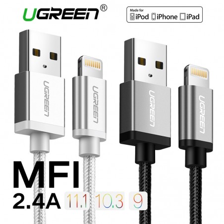 Ugreen - 24A MFi - USB para Lightning - cabo de dados - carregador rápido