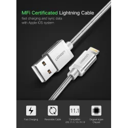 Ugreen - 24A MFi - USB til lyn - datakabel - hurtiglader