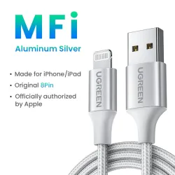 Ugreen - 24A MFi - USB til lyn - datakabel - hurtiglader