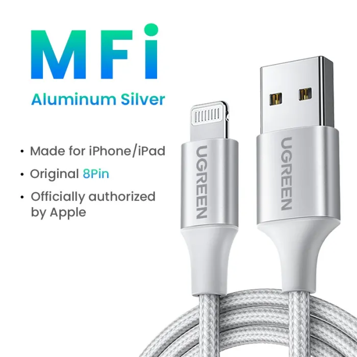 Ugreen - 24A MFi - USB til lyn - datakabel - hurtiglader