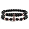Pulseira de pedras pretas - bolas de cristal decorativas - 2 peças