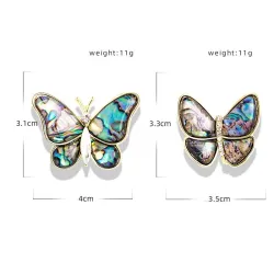Bunter Muschel-Schmetterling – mit Kristall – Brosche