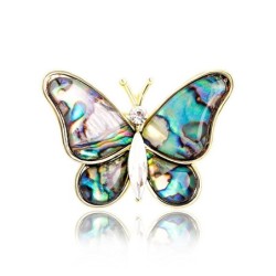 Papillon coquillage coloré - avec cristal - broche