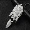 Mini couteau de poche pliant - avec porte-clés - acier inoxydable