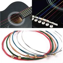 Fargerike gitarstrenger - 6 deler sett