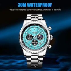 RelojesLIGE - reloj de cuarzo de lujo - luminoso - acero inoxidable - resistente al agua - azul