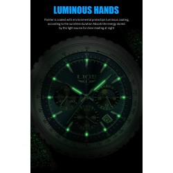 LIGE - relógio de quartzo de luxo - luminoso - aço inoxidável - à prova d'água - azul