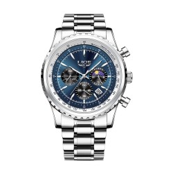 LIGE - luksusowy zegarek kwarcowy - świecący - stal nierdzewna - wodoodporny - niebieskiZegarki