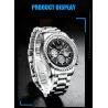 LIGE - montre à quartz de luxe - lumineuse - acier inoxydable - étanche - noire