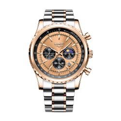 RelojesLIGE - reloj de cuarzo de lujo - luminoso - acero inoxidable - resistente al agua - oro rosa