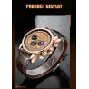 LIGE - montre à quartz de luxe en acier inoxydable - lumineuse - bracelet en cuir - étanche - or rose