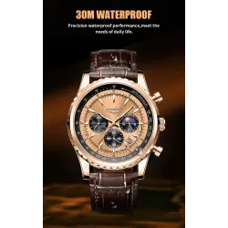 LIGE - luxury stainless steel Quartz watch - luminous - leather strap - waterproof - rose gold / whiteWatches