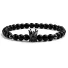 Schwarzes Perlenarmband - dekorative Krone / Kugel / Kreuz
