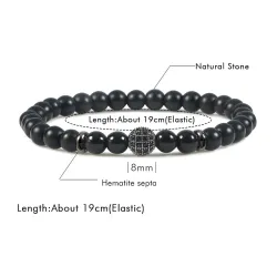 Schwarzes Perlenarmband - dekorative Krone / Kugel / Kreuz