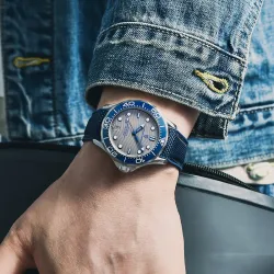PAGANI DESIGN - montre mécanique - acier inoxydable - étanche - bracelet nylon - bleu