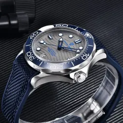 RelojesPAGANI DESIGN - reloj mecánico - acero inoxidable - resistente al agua - correa de nailon - azul