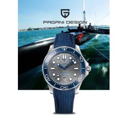 PAGANI DESIGN - montre mécanique - acier inoxydable - étanche - bracelet nylon - bleu