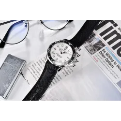 PAGANI DESIGN - montre mécanique - acier inoxydable - étanche - bracelet nylon - blanc