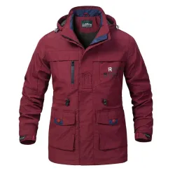 ChaquetasChaqueta militar con capucha para hombre - a prueba de viento - impermeable