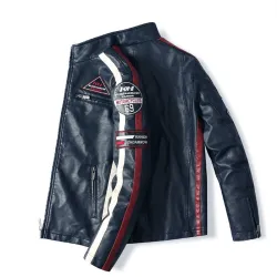 Short leather jacket - decorative patchesJackets