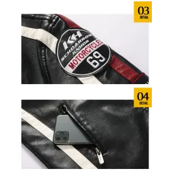 Short leather jacket - decorative patchesJackets