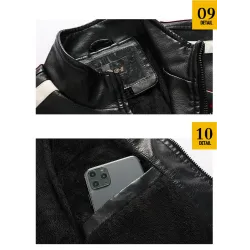 Short leather jacket - decorative patchesJackets