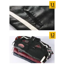 Short leather jacket - decorative patchesJackets